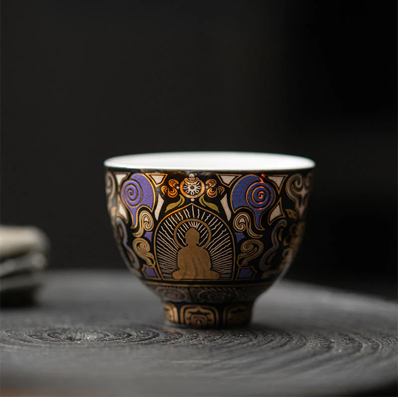 Buddha Stones Thangka nero Buddha Nuvole di buon auspicio Tazza da tè Tazza da tè Kung Fu - Image 4
