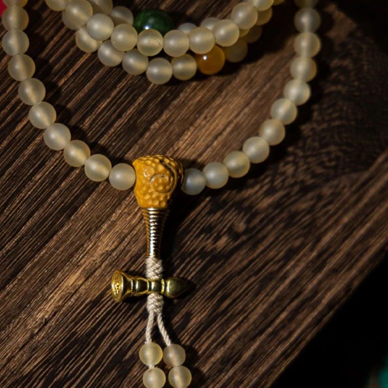 Buddha Stones Tibet 108 Mala Beads Zodiaco cinese Buddha natale Corno di pecora naturale Bracciale della ricchezza - Image 15