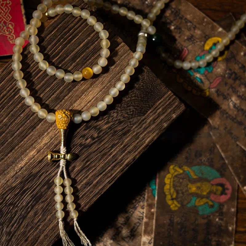 Buddha Stones Tibet 108 Mala Beads Zodiaco cinese Buddha natale Corno di pecora naturale Bracciale della ricchezza - Image 17