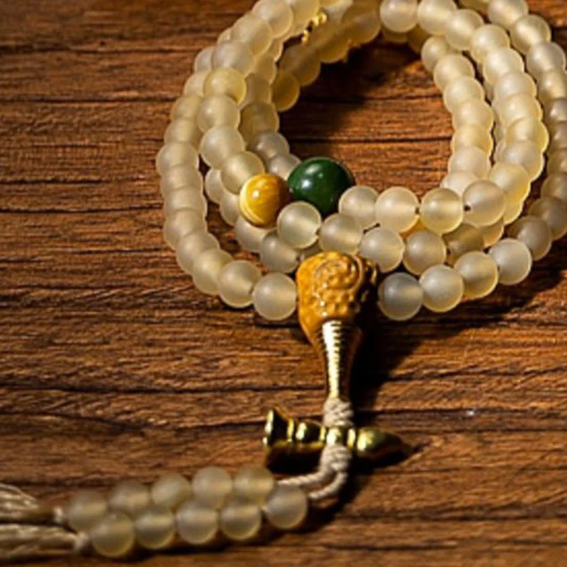 Buddha Stones Tibet 108 Mala Beads Zodiaco cinese Buddha natale Corno di pecora naturale Bracciale della ricchezza - Image 2