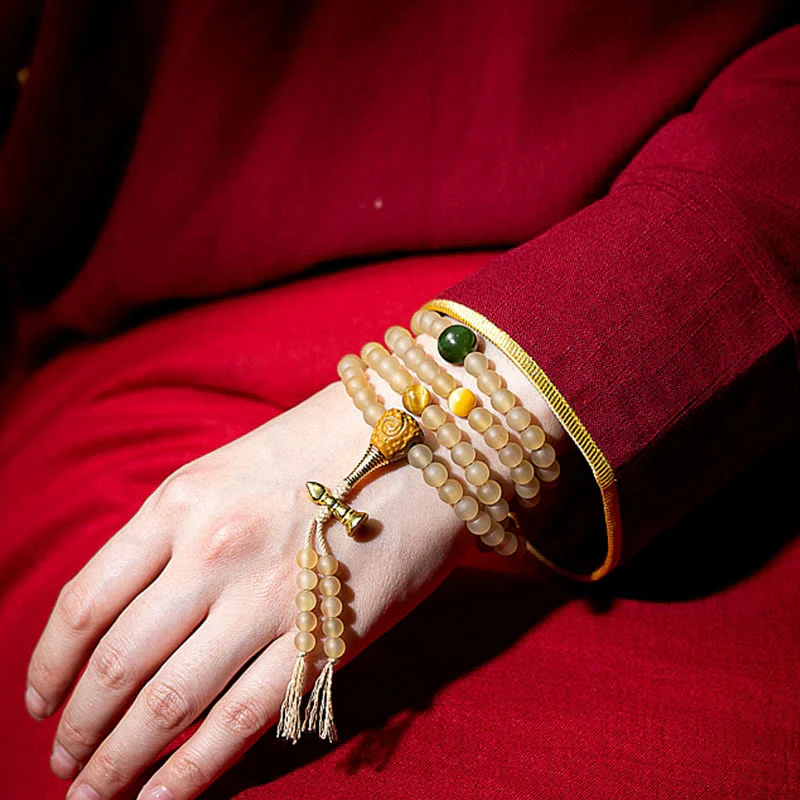 Buddha Stones Tibet 108 Mala Beads Zodiaco cinese Buddha natale Corno di pecora naturale Bracciale della ricchezza - Image 3