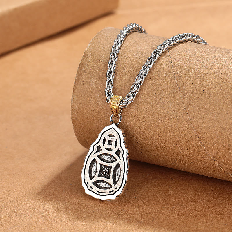 Buddha Stones Tibet Dzi Bead Garuda Modello Rame Metallo Ricchezza Collana Pendente - Image 4