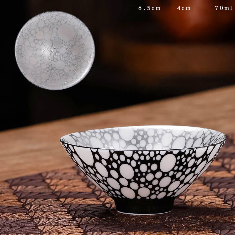 Buddha Stones Tibet Modello Fu Carattere Tazza da tè in ceramica argento dorato Tazze da tè Kung Fu 55 ml - Image 12