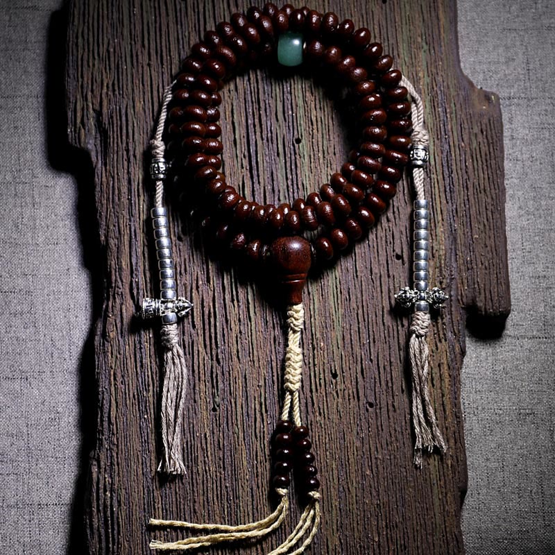 Buddha Stones Tibet naturale 108 Mala Beads Viola Bodhi Seed Three-eyed Dzi Bead Rame Dorje Harmony Bracciale - Image 14