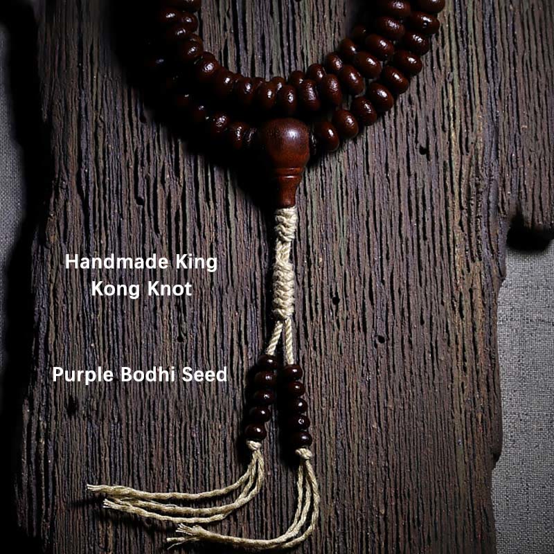 Buddha Stones Tibet naturale 108 Mala Beads Viola Bodhi Seed Three-eyed Dzi Bead Rame Dorje Harmony Bracciale - Image 20