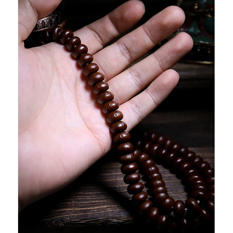 Buddha Stones Tibet naturale 108 Mala Beads Viola Bodhi Seed Three-eyed Dzi Bead Rame Dorje Harmony Bracciale - Image 21