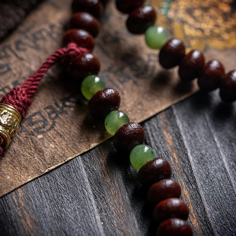 Buddha Stones Tibet naturale 108 Mala perline viola Bodhi Seed Hetian ciano giada rame Dorje braccialetto della pace - Image 7