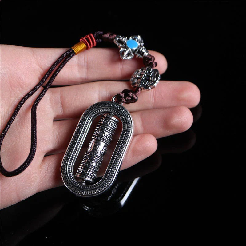 Buddha Stones Tibet Om Mani Padme Hum Ruota di preghiera Pace Girevole Decorazione da appendere all'auto - Image 11