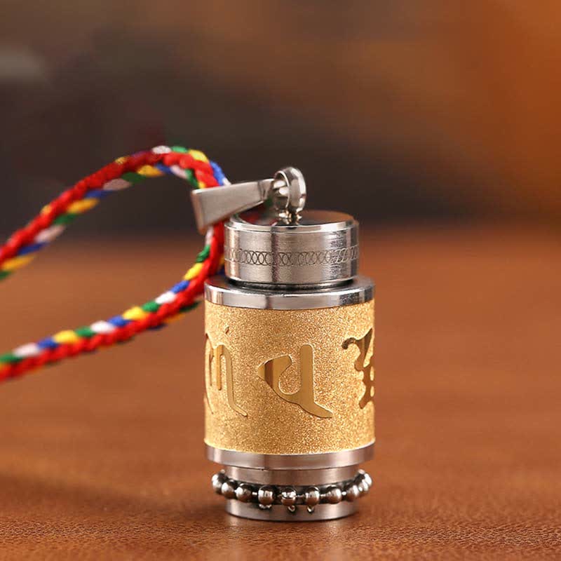 Buddha Stones Tibet Om Mani Padme Hum Shurangama Mantra Titanio Acciaio Saggezza Amuleto Collana Pendente