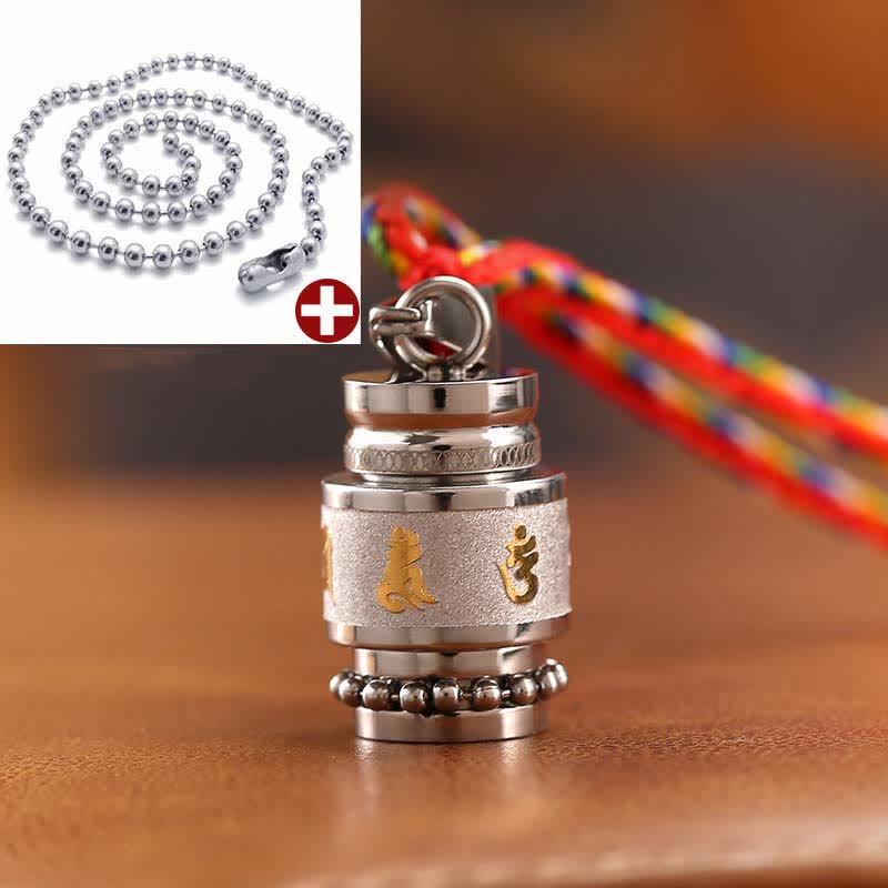 Buddha Stones Tibet Om Mani Padme Hum Shurangama Mantra Titanio Acciaio Saggezza Amuleto Collana Pendente - Image 11