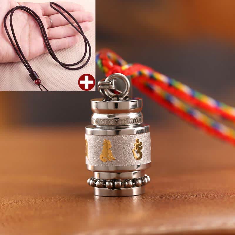 Buddha Stones Tibet Om Mani Padme Hum Shurangama Mantra Titanio Acciaio Saggezza Amuleto Collana Pendente - Image 14