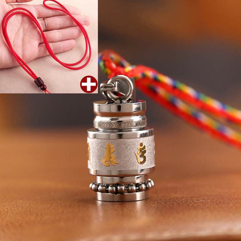 Buddha Stones Tibet Om Mani Padme Hum Shurangama Mantra Titanio Acciaio Saggezza Amuleto Collana Pendente - Image 15