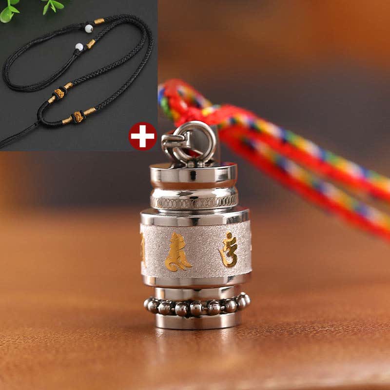 Buddha Stones Tibet Om Mani Padme Hum Shurangama Mantra Titanio Acciaio Saggezza Amuleto Collana Pendente - Image 16