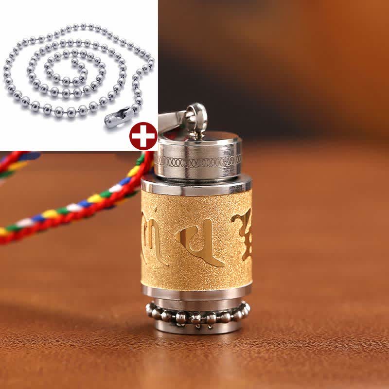 Buddha Stones Tibet Om Mani Padme Hum Shurangama Mantra Titanio Acciaio Saggezza Amuleto Collana Pendente - Image 20