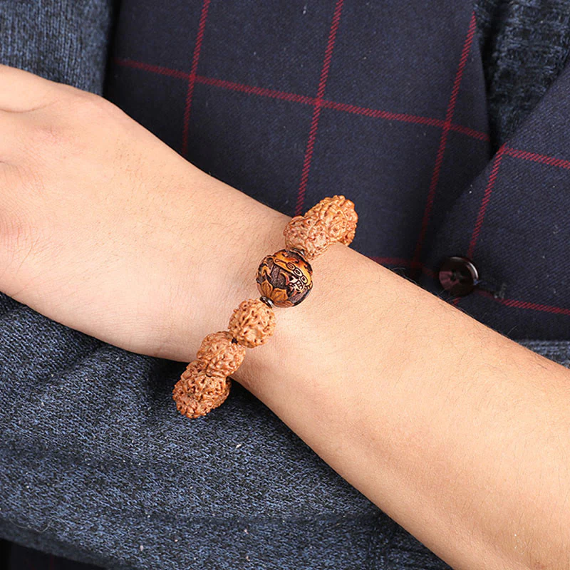 Buddha Stones Tibet Rudraksha Bodhi Seed PiXiu Moneta di rame Braccialetto della fortuna - Image 11
