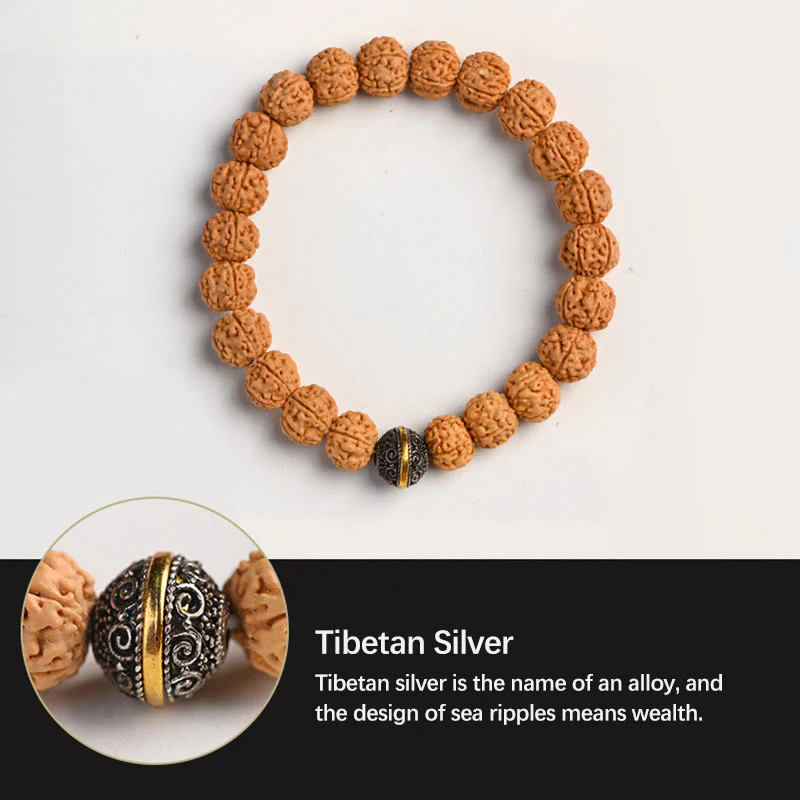 Buddha Stones Tibet Rudraksha Bodhi Seme Ricchezza Auspicio Bracciale - Image 3