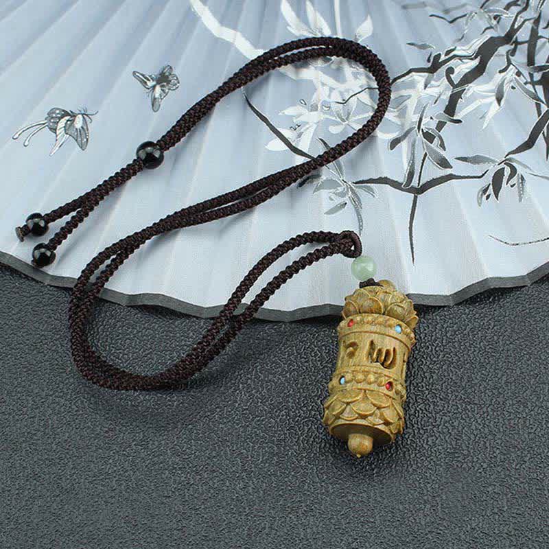 Buddha Stones Tibet Sandalo verde Palissandro Om Mani Padme Hum Loto Collana pendente rilassante positivo - Image 4
