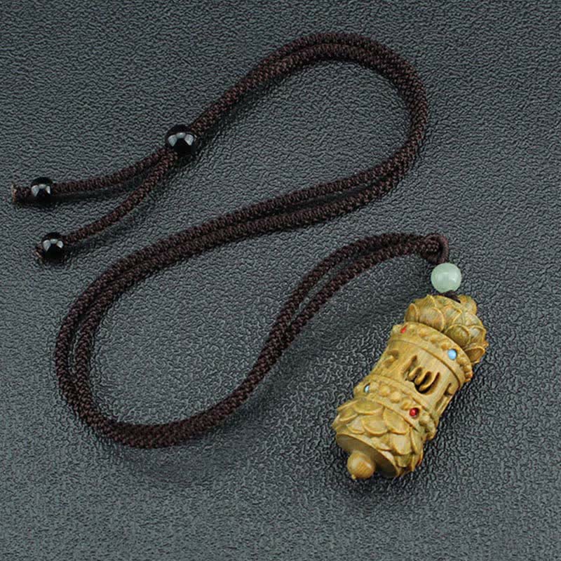 Buddha Stones Tibet Sandalo verde Palissandro Om Mani Padme Hum Loto Collana pendente rilassante positivo - Image 6