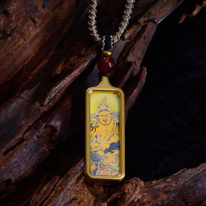 Collana con ciondolo Thangka Calma dipinta a mano, Buddha Stones Tibet Zakiram, Dio Giallo della Ricchezza, Volpe a Nove Code - Image 8