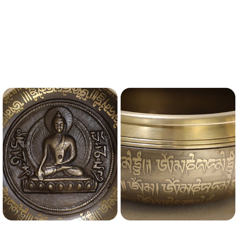 Buddha Stones Tibetan Sound Bowl realizzata a mano per concentrazione e meditazione Peaceful Happiness Singing Bowl Set - Image 12