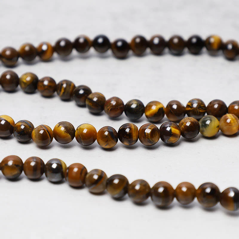Buddha Stones Tibetano 108 Perle di Pietra Preghiera Occhio di Tigre Naturale Mala Bracciale Collana - Image 3
