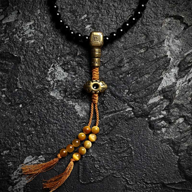 Buddha Stones Tibetano 108 Perle Mala Onice Nero Perle Occhio di Tigre Nove Palazzi Braccialetto di Protezione Bagua - Image 14