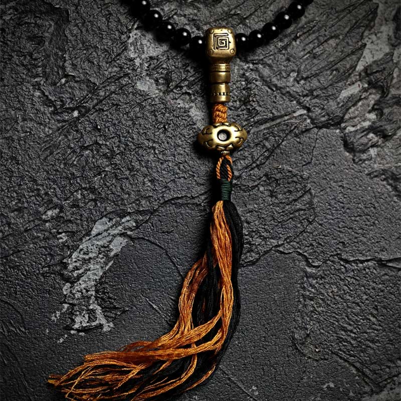 Buddha Stones Tibetano 108 Perle Mala Onice Nero Perle Occhio di Tigre Nove Palazzi Braccialetto di Protezione Bagua - Image 2