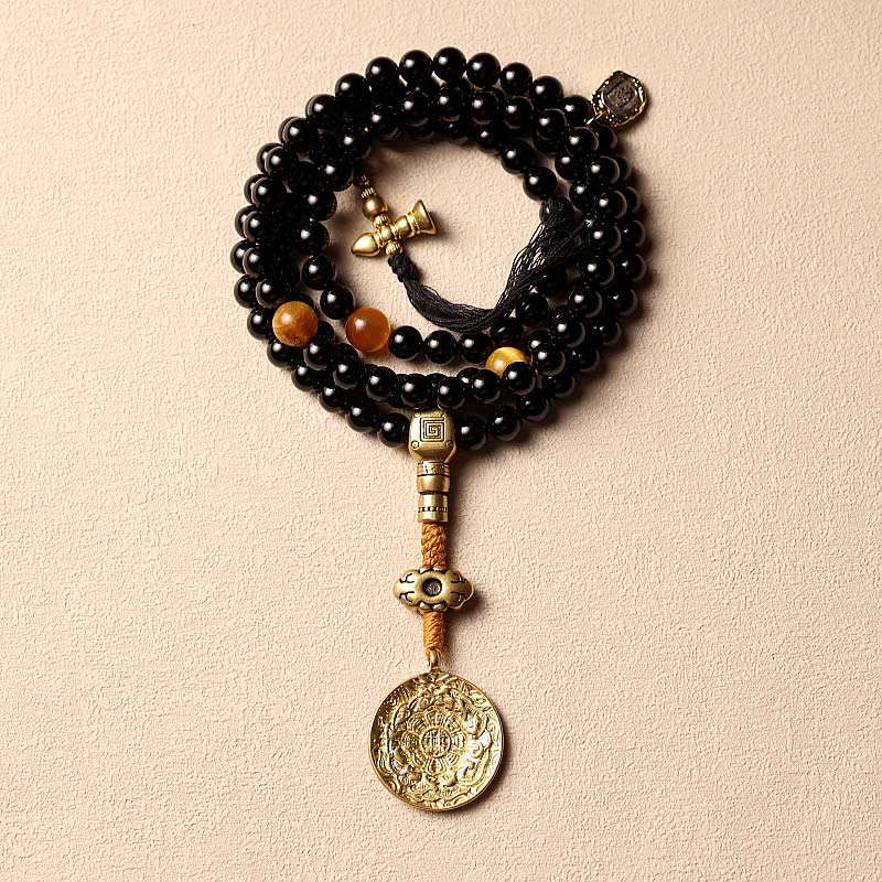 Buddha Stones Tibetano 108 Perle Mala Onice Nero Perle Occhio di Tigre Nove Palazzi Braccialetto di Protezione Bagua - Image 6