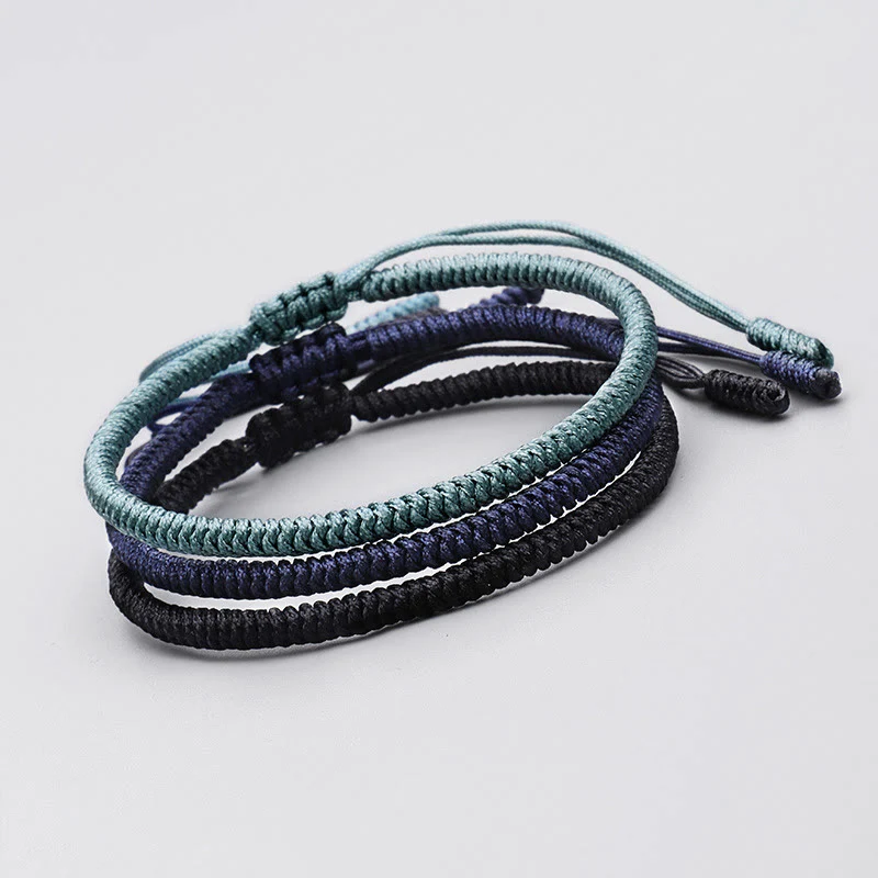 Buddha Stones Tibetano 3 Pezzi King Kong Knot Amuleto Fatto a Mano Braccialetto di Forza