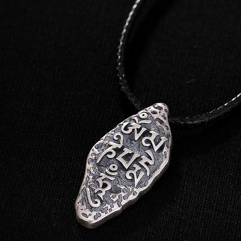Buddha Stones Tibetano 925 Sterling Silver Om Mani Padme Hum Dorje Vajra Inciso Forza Collana Pendente - Image 12