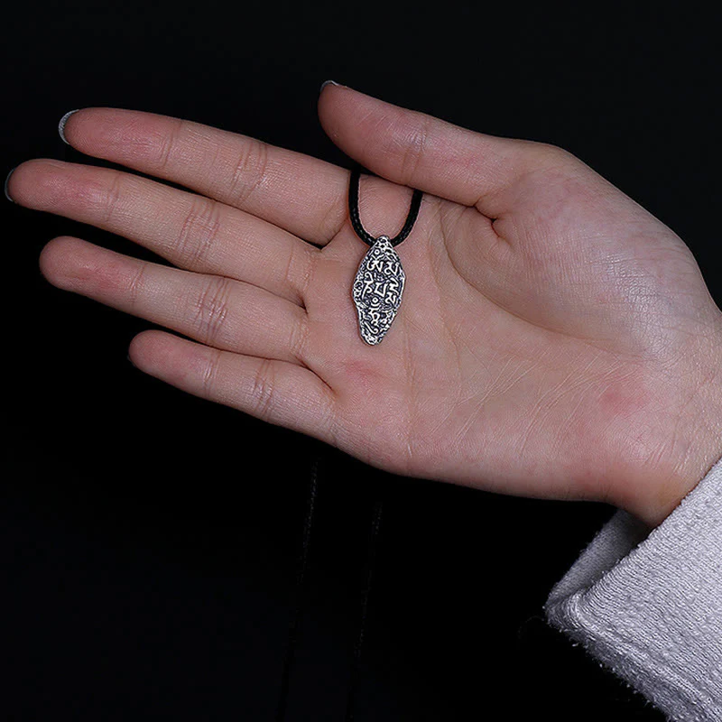 Buddha Stones Tibetano 925 Sterling Silver Om Mani Padme Hum Dorje Vajra Inciso Forza Collana Pendente - Image 14