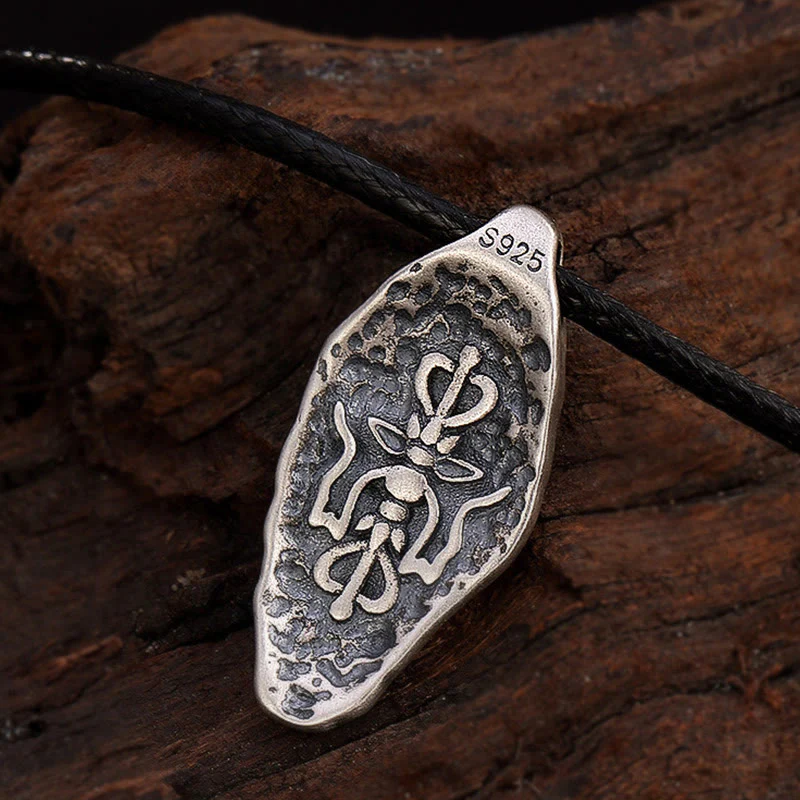Buddha Stones Tibetano 925 Sterling Silver Om Mani Padme Hum Dorje Vajra Inciso Forza Collana Pendente - Image 17