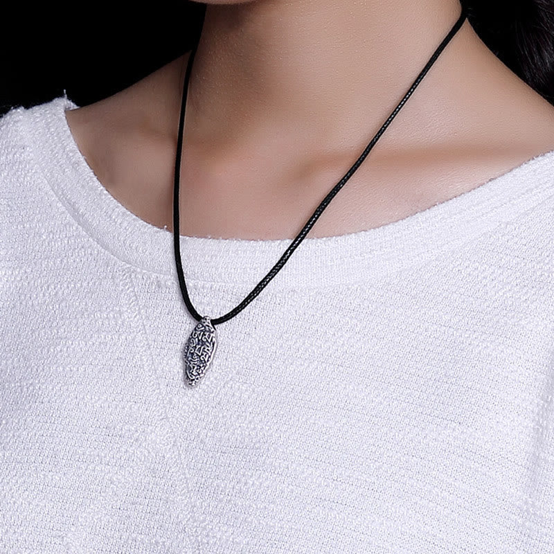 Buddha Stones Tibetano 925 Sterling Silver Om Mani Padme Hum Dorje Vajra Inciso Forza Collana Pendente - Image 5