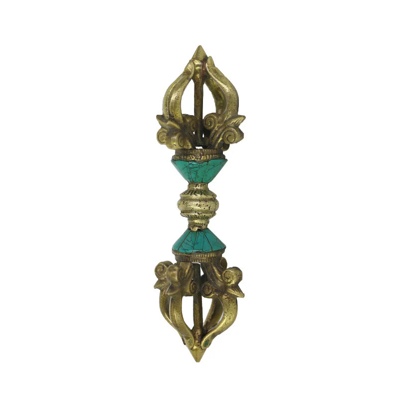 Buddha Stones Tibetano a cinque punte Vajra Dorje Artigianale Nepal Potere spirituale Decorazione in rame - Image 12