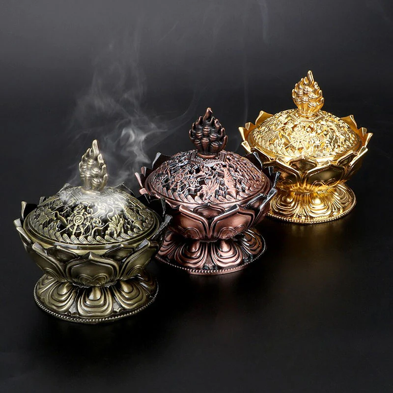 Buddha Stones Tibetano a Forma di Loto Bruciatore di Incenso Purificato - Image 18