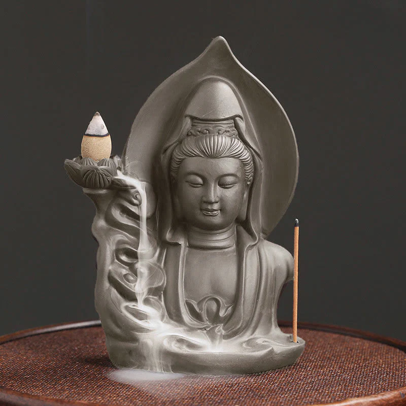 Buddha Stones Tibetano Avalokitesvara Buddha Loto Guarigione Fontana di fumo a riflusso Bruciatore di incenso