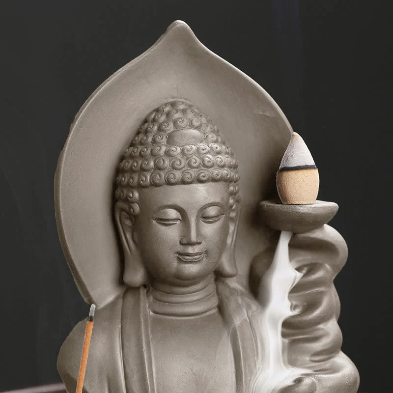 Buddha Stones Tibetano Avalokitesvara Buddha Loto Guarigione Fontana di fumo a riflusso Bruciatore di incenso - Image 16