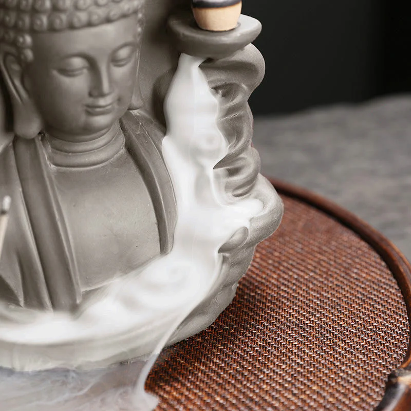 Buddha Stones Tibetano Avalokitesvara Buddha Loto Guarigione Fontana di fumo a riflusso Bruciatore di incenso - Image 19