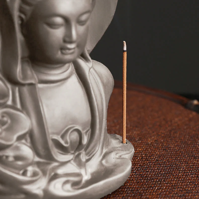 Buddha Stones Tibetano Avalokitesvara Buddha Loto Guarigione Fontana di fumo a riflusso Bruciatore di incenso - Image 3