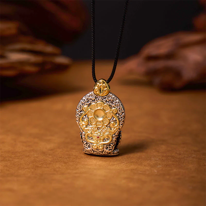 Buddha Stones Tibetano Avalokitesvara Dzi Perline Modello Rame Purezza Collana Pendente Guarigione - Image 3