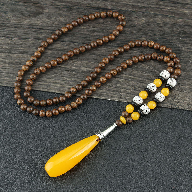 Buddha Stones Tibetano Legno Wenge Bodhi Seme Agata Equilibrio Pace Collana Pendente - Image 21