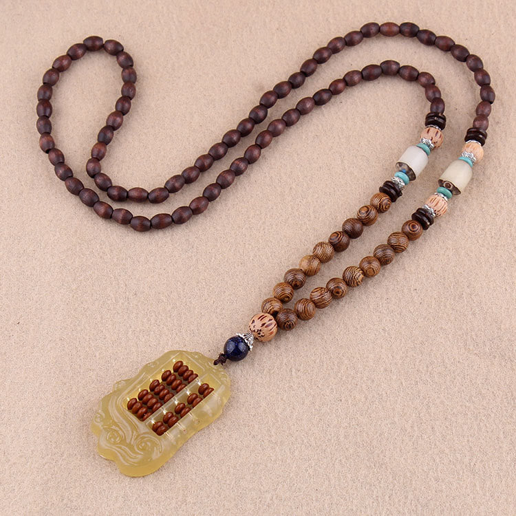 Buddha Stones Tibetano Legno Wenge Bodhi Seme Agata Equilibrio Pace Collana Pendente - Image 9