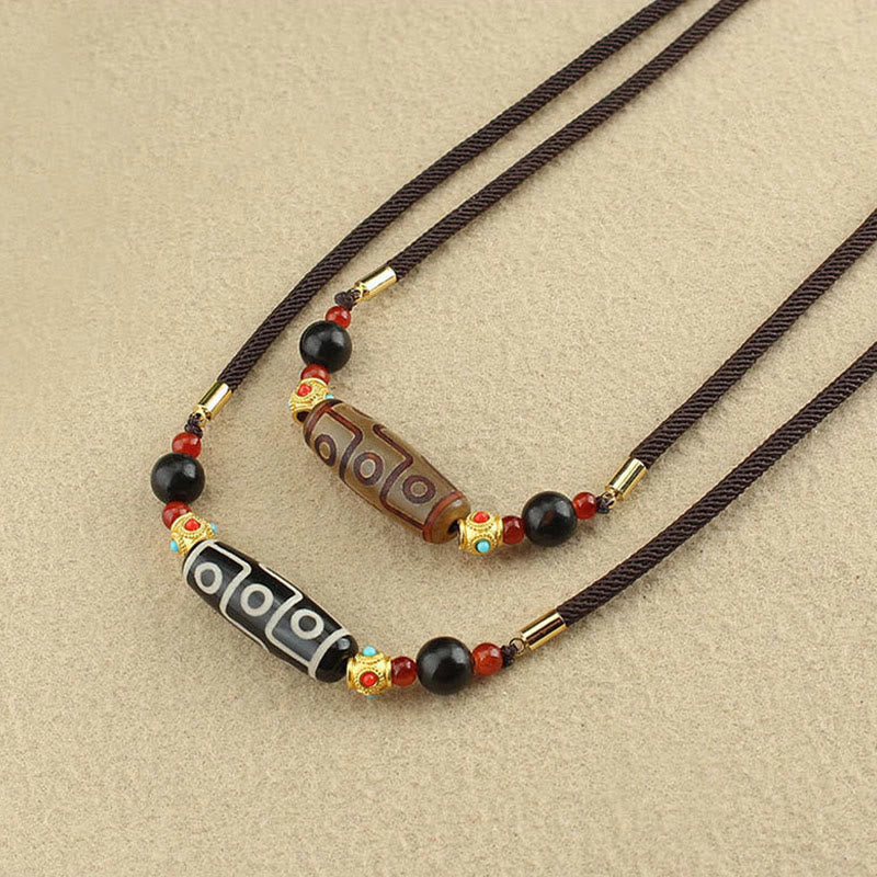 Buddha Stones Tibetano Nove Occhi Dzi Bead Protezione Benedizioni Collana Pendente - Image 14