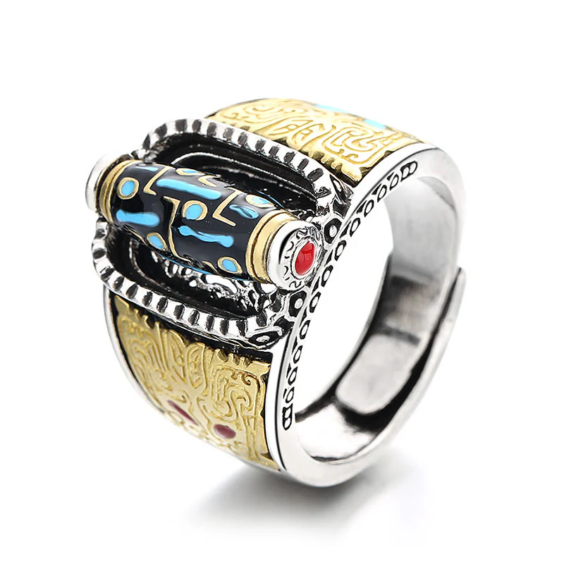 Buddha Stones Tibetano Nove Occhi Dzi Bead Ricchezza Benedizioni Anello Rotante - Image 5