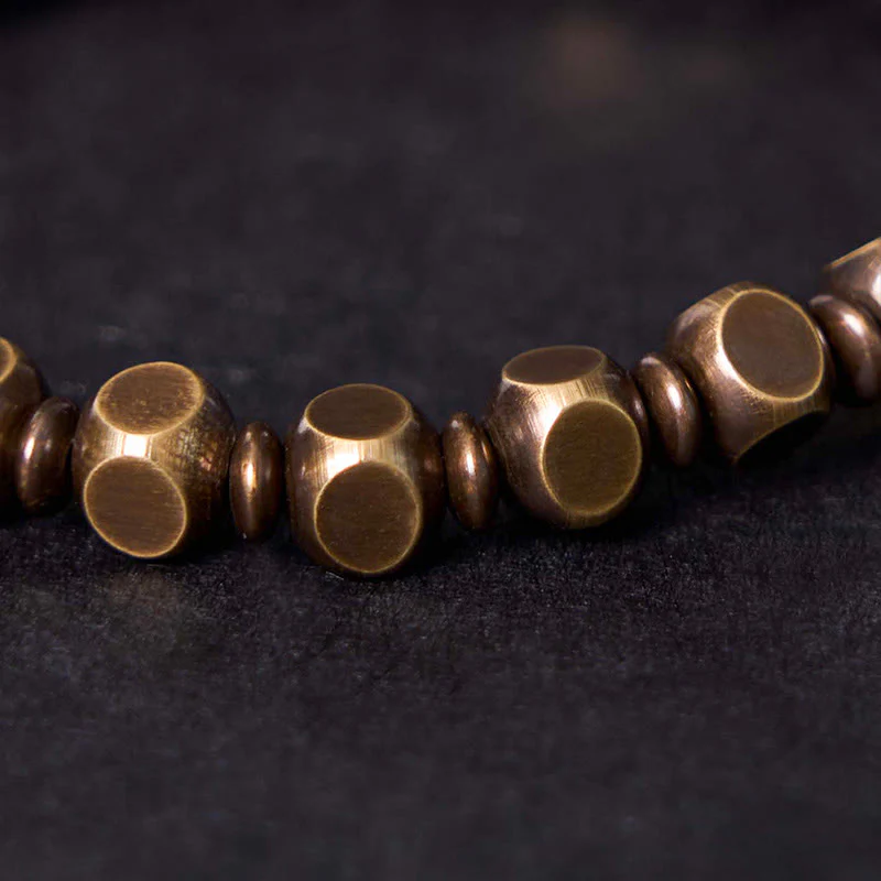 Buddha Stones Tibetano Om Mani Padme Hum Amuleto in ottone intagliato in rame Focus Bracciale - Image 9