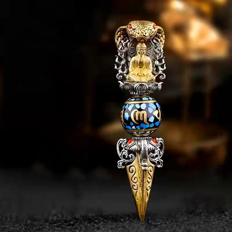 Buddha Stones Tibetano Om Mani Padme Hum Buddha Ricchezza Rotazione Collana Ciondolo Vajra