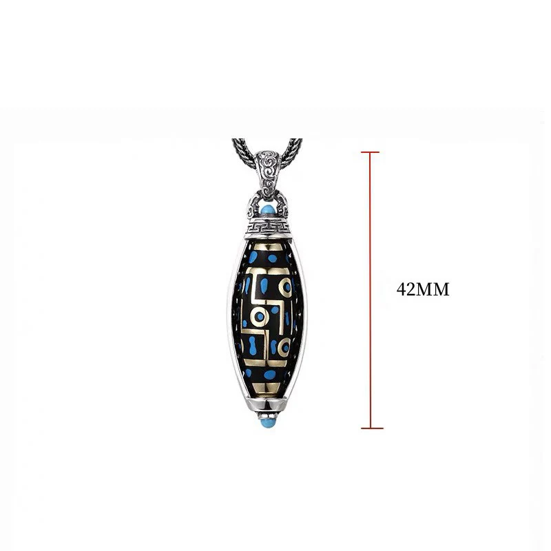 Buddha Stones Tibetano Om Mani Padme Hum Perline Dzi a nove occhi Modello Pace Purezza Collana girevole Pendente - Image 10