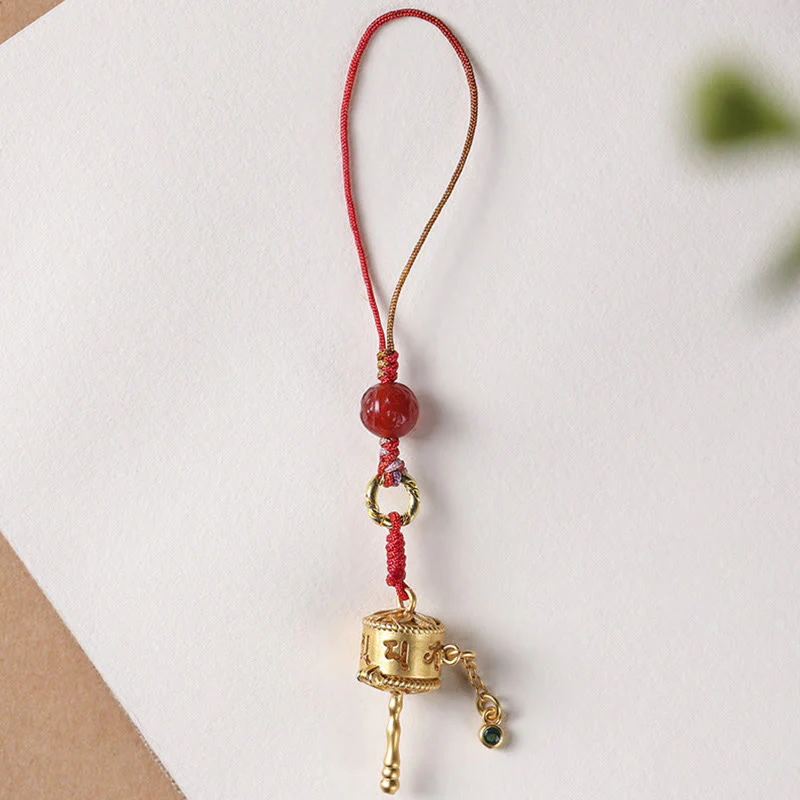 Buddha Stones Tibetano Om Mani Padme Hum Ruota della Preghiera Amuleto Ciondolo Protezione Telefono Appeso Decorazione - Image 7