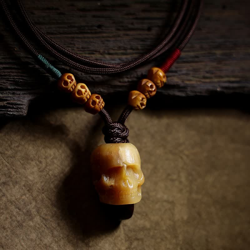 Buddha Stones Tibetano Osso di Cammello Teschio Il Signore del Cadavere Collana con Ciondolo per la Protezione della Foresta - Image 3