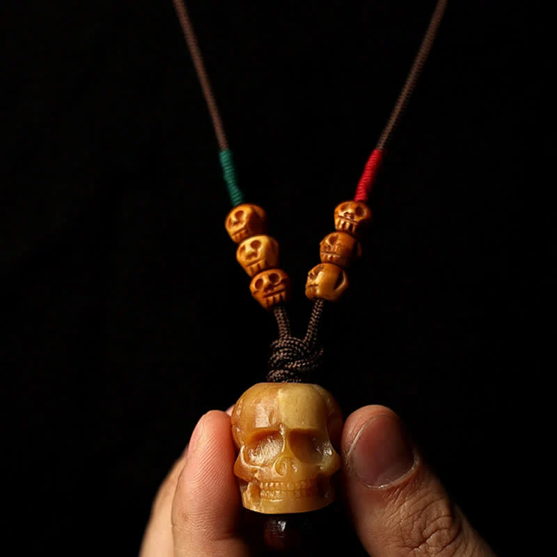 Buddha Stones Tibetano Osso di Cammello Teschio Il Signore del Cadavere Collana con Ciondolo per la Protezione della Foresta - Image 4